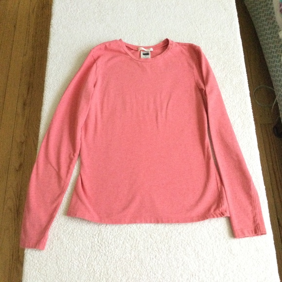 Vintage Old Navy Stretch Long Sleeve Crewneck Orange Top Tee - Sz Medium - Picture 7 of 10